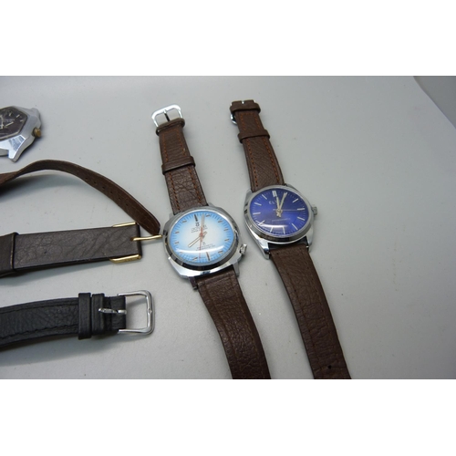 933 - A collection of mechanical wristwatches including a diver's watch