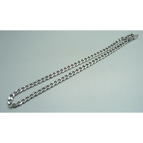 940 - A curb link silver necklace, 62g, 54cm