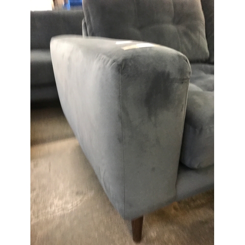 1469 - A slate velvet pinched back two seater sofa