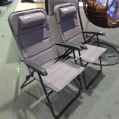 3044 - Pair of Grey Homecall padded folding garden/camping chairs - original RRP £130