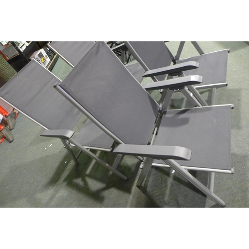 3047 - Pair of Grey adjustable 5-position folding chairs