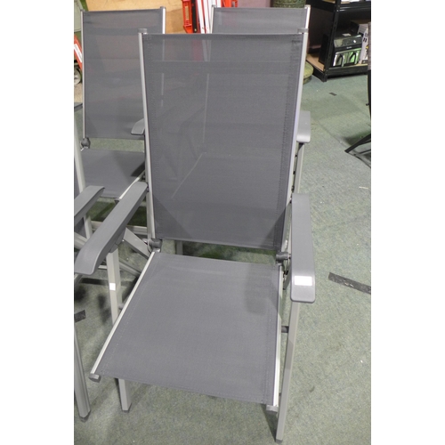 3048 - Pair of Grey adjustable 5-position folding chairs