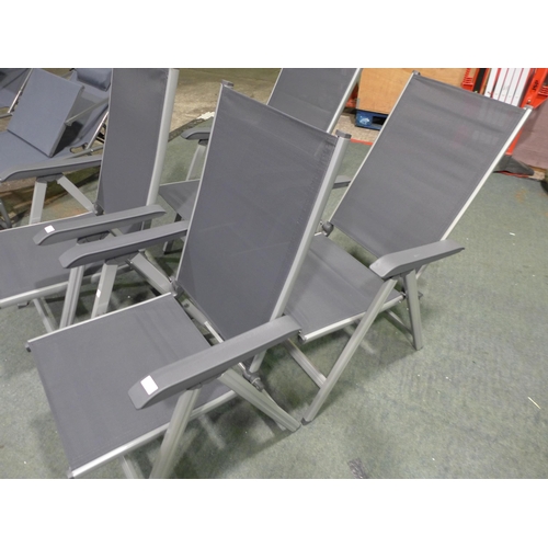 3048 - Pair of Grey adjustable 5-position folding chairs