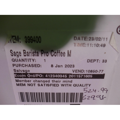 3073 - Sage Barista Pro Pump Coffee Machine (model: SES878BST) (286-227) * This lot is subject to VAT