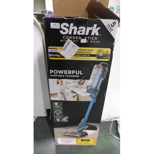 3081 - Shark Corded Stick Vacuum Cleaner (model:- HZ400UKT), original RRP £149.99 + VAT (288-181) * This lo... 