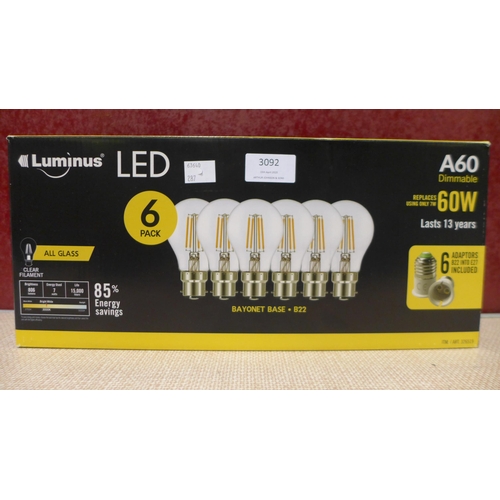 3092 - Luminus A60 LED Conglom Filament Bulbs  (286-182) * This lot is subject to VAT