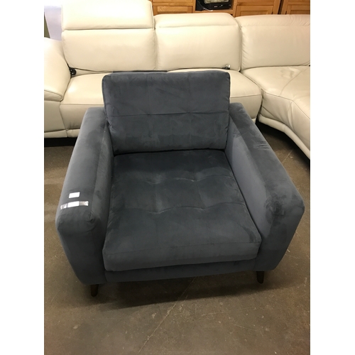 1470 - A slate velvet pinched back armchair