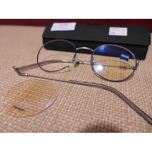 3101 - Zeiss Blue Metal 49X20 Glasses (Damaged Frame) (model:- 22101 401 F/F) (286-47) * This lot is subjec... 