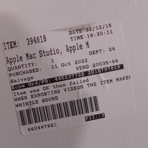 3106 - Apple Mac Studio 32GB Unified Memory, 512GB SSD (A2615) (model:- MJMV3B/A M1 MAX), original RRP £154... 