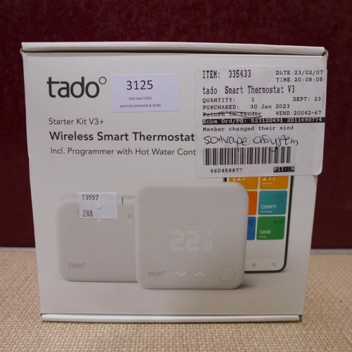 3125 - Tado Smart Thermostat V3 With Hot Water Control, original RRP £134.99 + VAT (288-213) * This lot is ... 