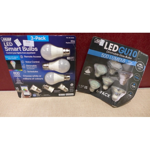 3133 - Feit GU10 Dimmable Glass Bulbs and Feit LED Smart A60 Bulbs (288-158,169) * This lot is subject to V... 