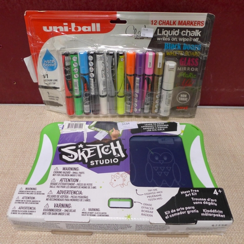 3134 - Uni-Ball Liquid Chalk Markers and Boogieboard Sketch Studio   (288-152,166) * This lot is subject to... 