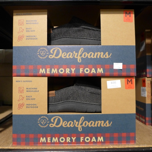 3151 - 4 Pairs of men's Dearfoam black slippers - size medium (8-9) * this lot is subject to VAT