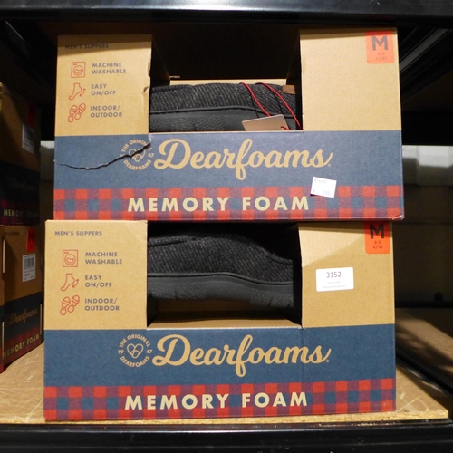 3152 - 4 Pairs of men's Dearfoam black slippers - size medium (8-9) * this lot is subject to VAT