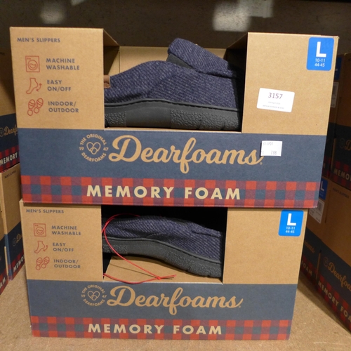 3157 - 4 Pairs of men's Dearfoam navy slippers - size large (10-11) * this lot is subject to VAT