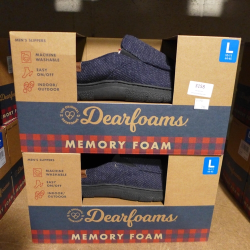 3158 - 4 Pairs of men's Dearfoam navy slippers - size large (10-11) * this lot is subject to VAT