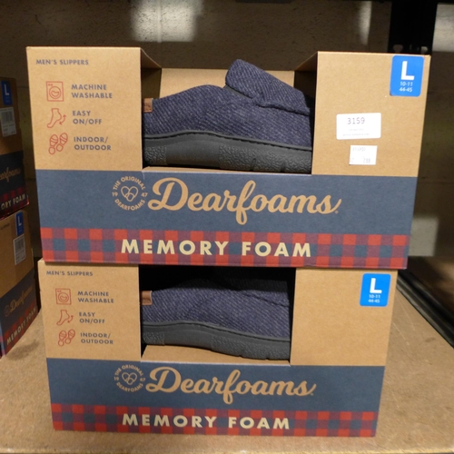 3159 - 4 Pairs of men's Dearfoam navy slippers - size large (10-11) * this lot is subject to VAT