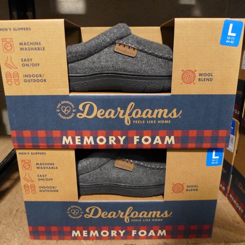 3162 - 4 Pairs of men's Dearfoam grey slippers - size large (10-11) * this lot is subject to VAT