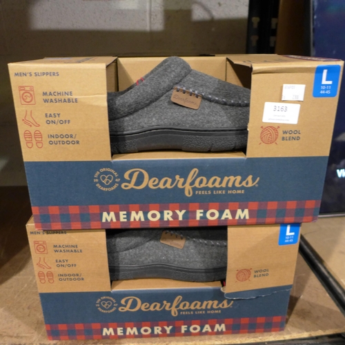 3163 - 4 Pairs of men's Dearfoam grey slippers - size large (10-11) * this lot is subject to VAT