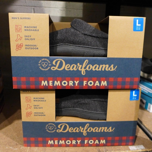 3165 - 4 Pairs of men's Dearfoam black slippers - size large (10-11) * this lot is subject to VAT