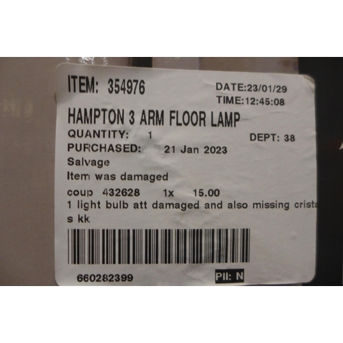 3177 - Bridgeport Designs Hampton 3-Arm Floor Lamp  (286-71) * This lot is subject to VAT