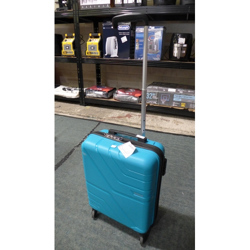 3205 - American Tourister Jetdriver Carry-On Turquoise Suitcase (55cm) Broken Handle (286-185) * This lot i... 