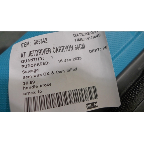 3205 - American Tourister Jetdriver Carry-On Turquoise Suitcase (55cm) Broken Handle (286-185) * This lot i... 