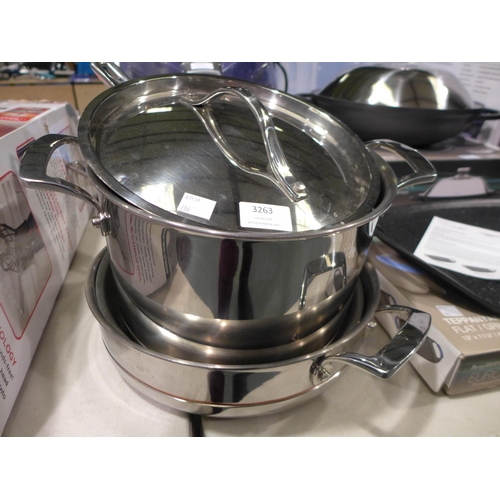 3263 - Kirkland Signature Stainless Steel Cookware original RRP £164.99 + VAT (286-52) * This lot is subjec... 