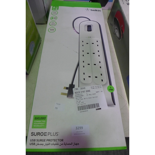 3299 - Belkin 8-Way Socket Surge Protector      (288-241) * This lot is subject to VAT