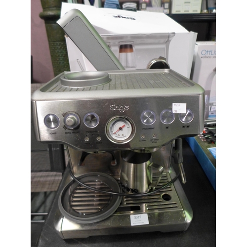 3315 - Sage Pump Coffee Machine, original RRP £449.99 + VAT (288-239) * This lot is subject to VAT