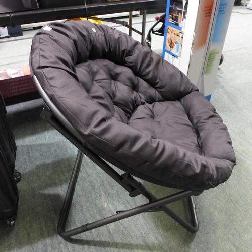 3330 - Oversized Black Fabric Saucer Chair (286-232) * This lot is subject to VAT