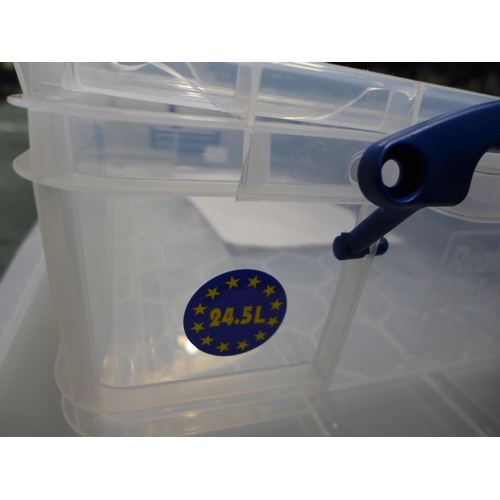 3333 - 24.5L Really Useful Box and two under bed plastic storage containers - all cracked