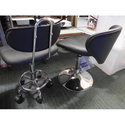 3336 - Black low-back office stool and black wheeled stool - original RRP £49.99 each