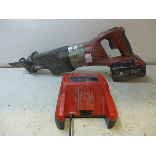 2010 - Milwaukee 28V 5.0AH reciprocating saw with battery and charger