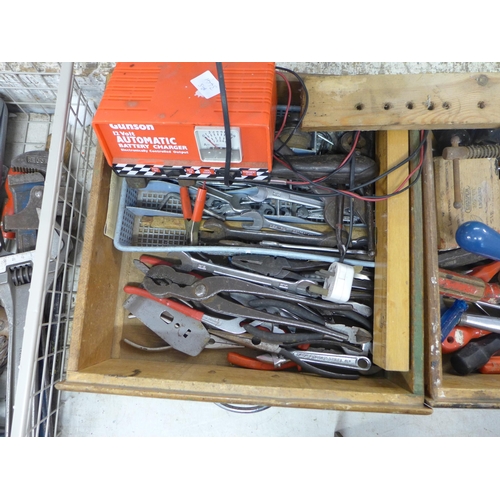 2026 - 3 Wooden boxes of hand tools, mostly woodworking tools