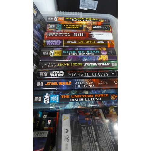 2075 - Box of Star Trek and Star Wars DVDs and books