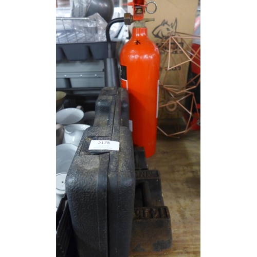 2178 - 240V hammer drill, 2 stall weights and CO2 fire extinguisher