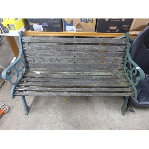 2351 - Cast metal and wood garden bench