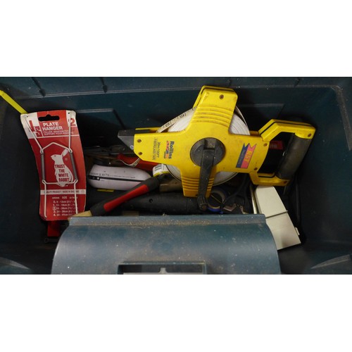 2133 - 2 Plastic tool boxes of hand tools including screwdrivers, clamps, chisels, etc.