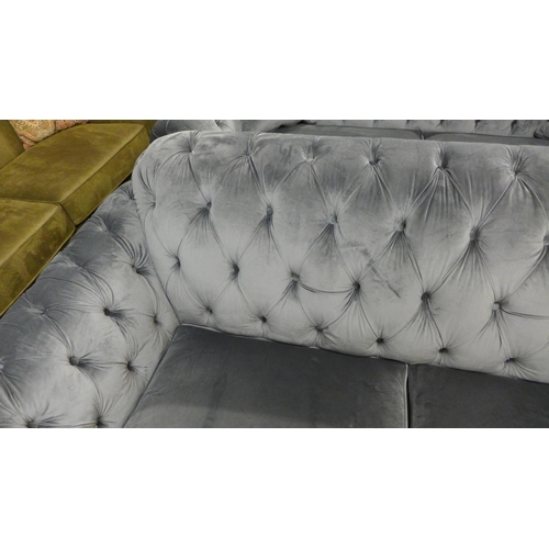 1369 - A Bordeaux 2-seater velvet button back 'steel' sofa