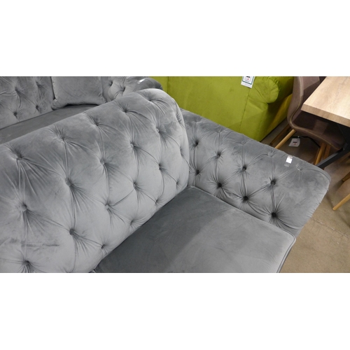 1369 - A Bordeaux 2-seater velvet button back 'steel' sofa