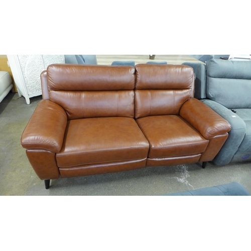 1456 - Grace Brown Leather 2 Seater Recliner, Original RRP £791.66 + vat - odd sides  (4160-10)   * This lo... 