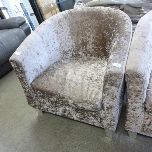 1552 - A pair of mink crushed velvet upholstered tub chairs