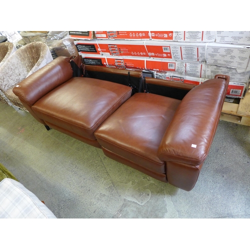 1553 - Grace Brown Leather Large 2-Seater Chestnut Brown Sofa, original RRP £891.66 + VAT - base only (4162... 