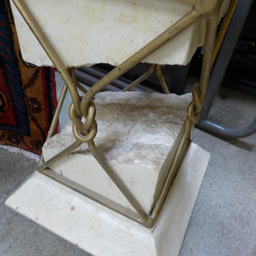 1568 - A stone geometric style lamp table