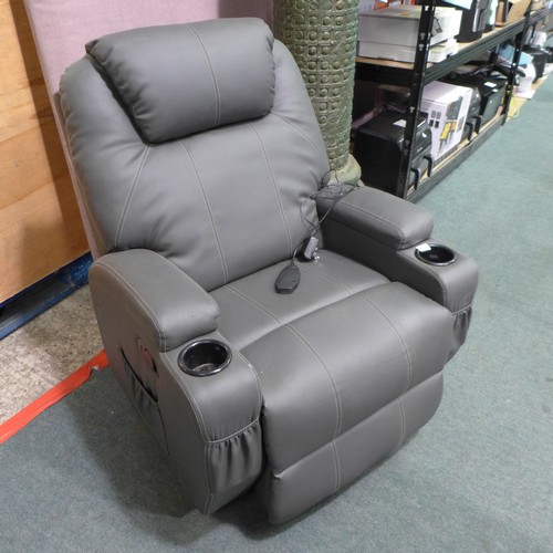 3051A - Grey upholstered reclining massage chair