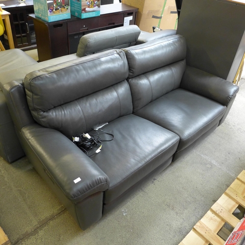 1520 - Grace Grey Leather 2.5 Seater Power Recliner, original RRP £891.66 (4164-197909) * This lot is subje... 