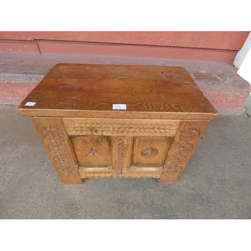 150B - A small 17th Century style carved oak blanket box