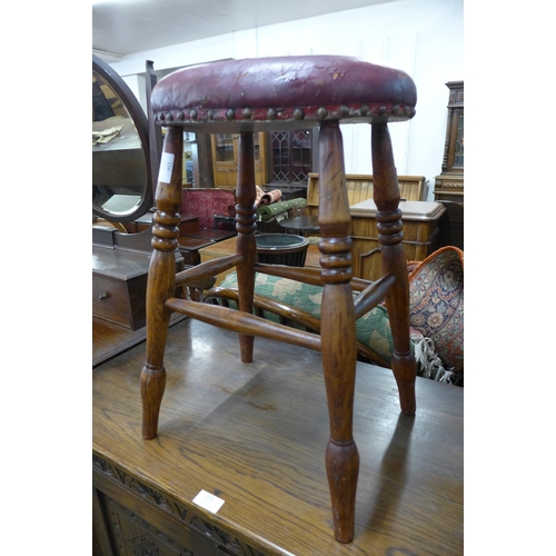 154 - A Victorian beech kitchen stool