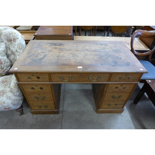 183 - An Edward VII inlaid mahogany pedestal desk